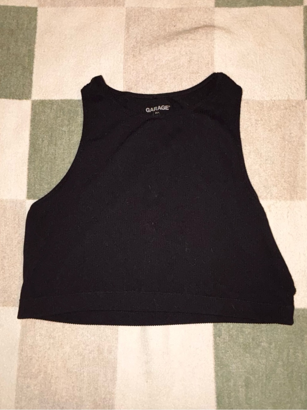 Garage Black Cropped Ribbed Tank